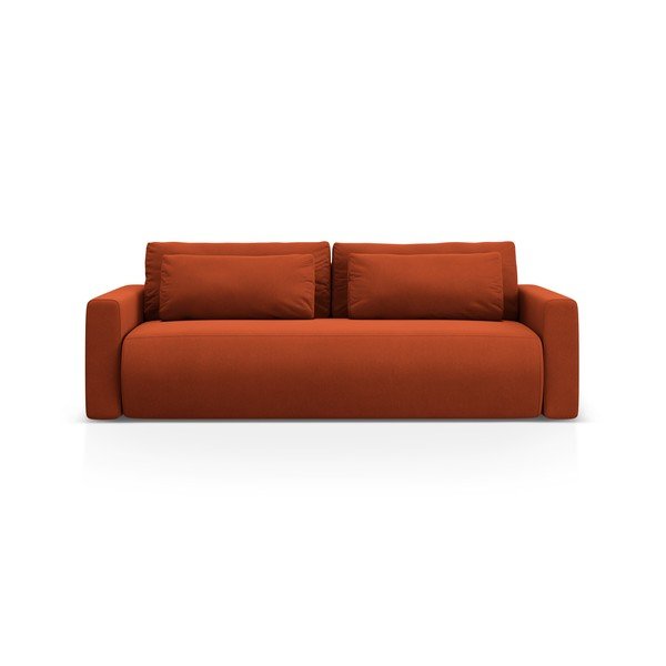 Ciglasta baršunasti sklopiva/s prostorom za odlaganje sofa 238 cm Belfast – Cosmopolitan Design