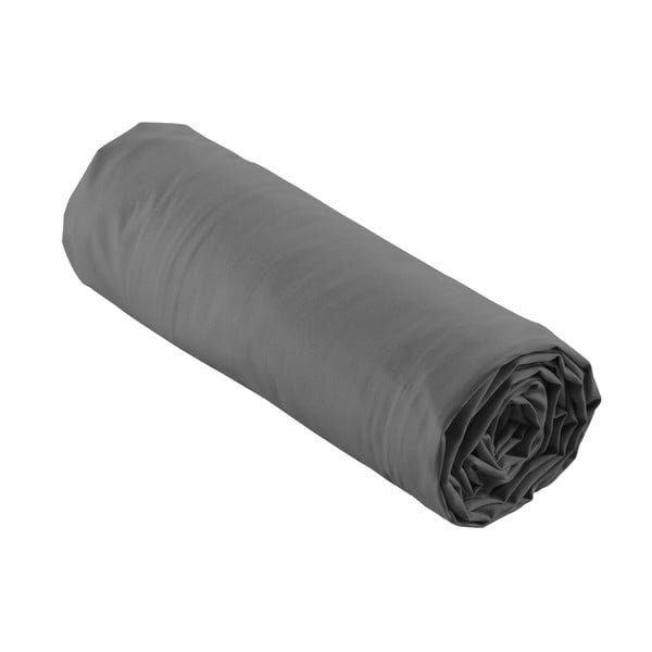 Antracitno siva plahta s gumom od pamučnog perkala 90x190 cm Percaline – douceur d'intérieur-image-4