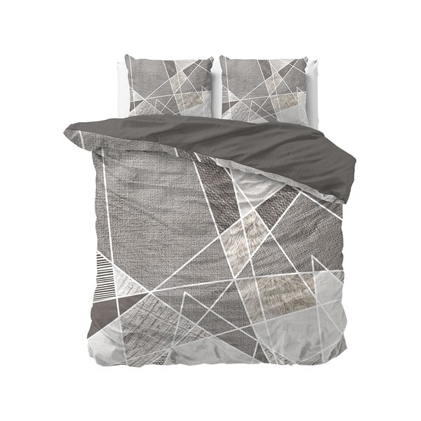 Siva-bež pamučna posteljina Pure Cotton Furtrix, 200 x 200/220 cm