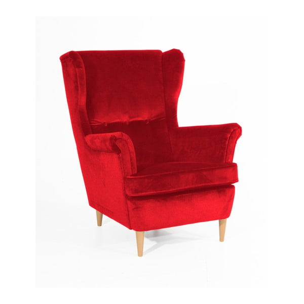 Crvena fotelja sa svijetlosmeđim nogama Max Winzer Clint Suede