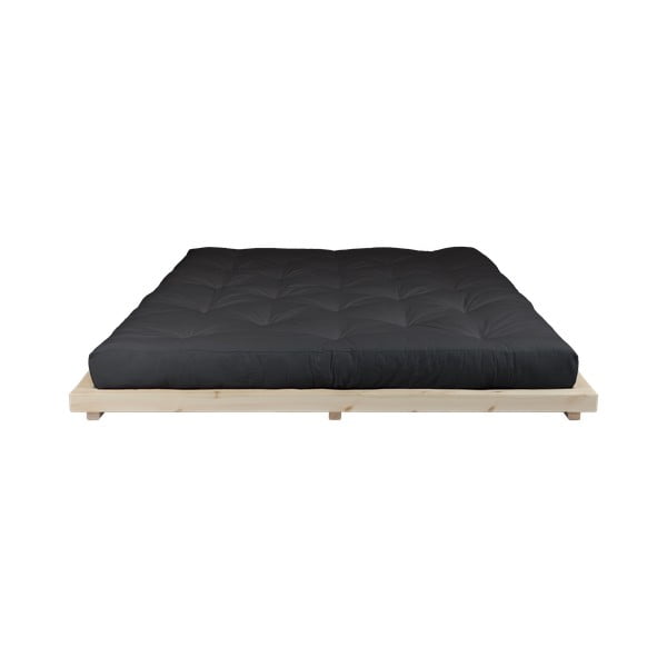 Bračni krevet od borovine s madracem Karup Design Dock Double Latex Natural Clear/Black, 180 x 200 cm