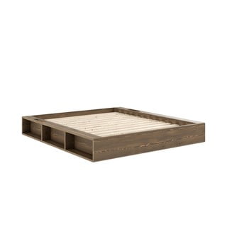 Smeđi bračni krevet od borovine s podnicom 180x200 cm Ziggy – Karup Design