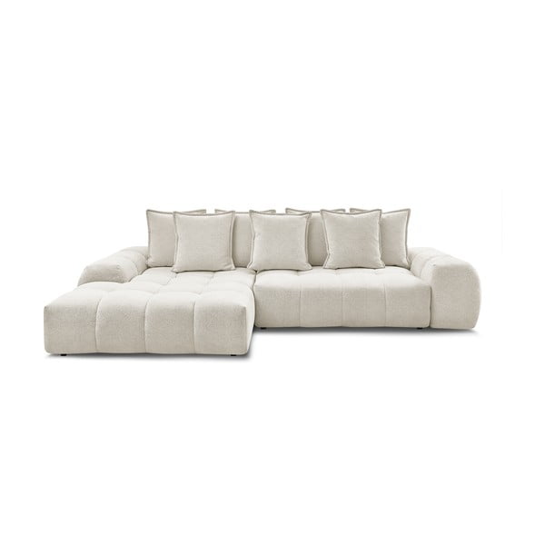 Bijela sklopiva/s prostorom za odlaganje kutna garnitura od šenila (s lijevim kutom/s ležaljkom) Everest – Bobochic Paris