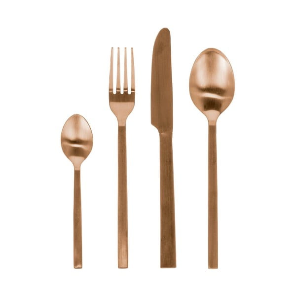 Pribor 16 kom od nehrđajućeg čelika u bakrenoj boji Kelda – Kave Home