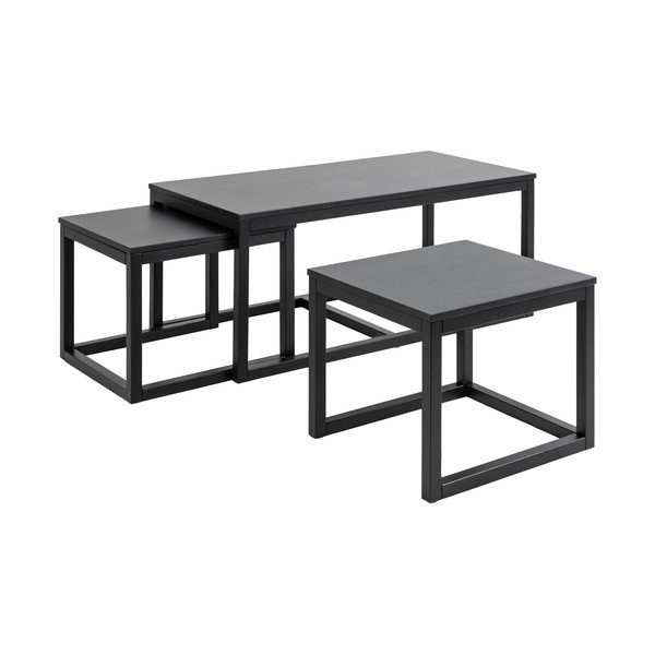 Crni stolići za kavu u setu 3 kom s pločom stola u dekoru hrasta 60x120 cm Cornus – Actona-image-2