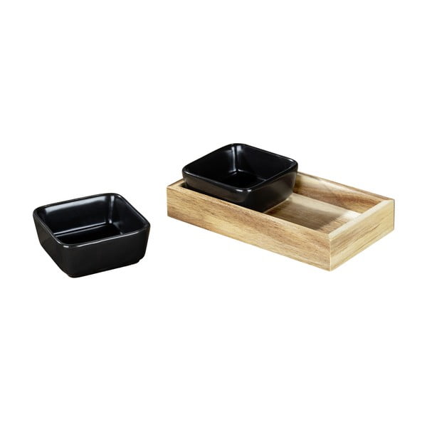 Crne keramičke zdjele za posluživanje u setu od 2 s pladnjem Elo - Wenko-image-2