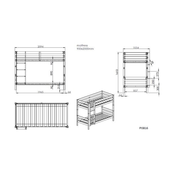 Bijeli dječji krevet na kat 90x200 cm Pino – Vipack-image-4