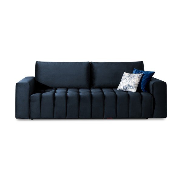 Tamno plava baršunasti sklopiva/s prostorom za odlaganje sofa 247 cm Lazaro – ELTAP