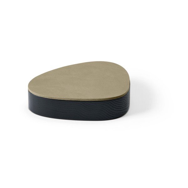 Zelena/crna drvena/od eko kože kutija za pohranu s poklopcem/dekorativna 14x12,5x3,5 cm Curve Nupo – LIND DNA