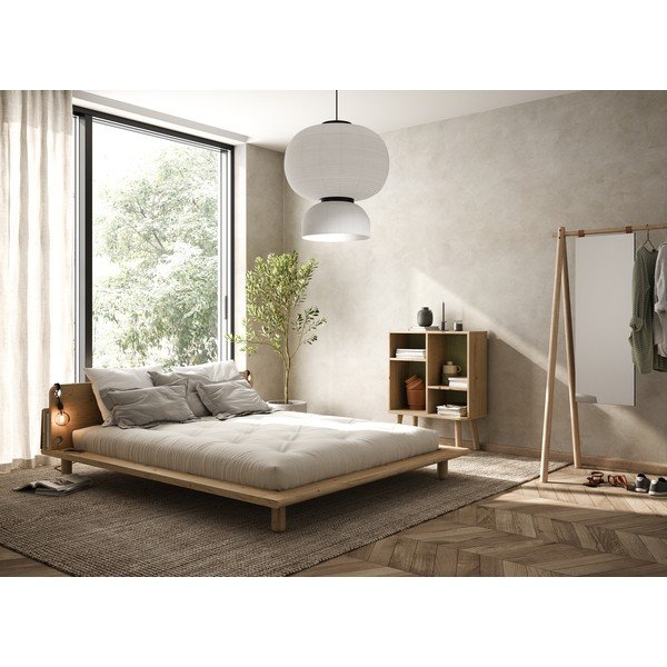 Bračni krevet od punog drveta s uzglavljem, lampama i crnim madracem Comfort Karup Design Peek, 180 x 200 cm-image-1