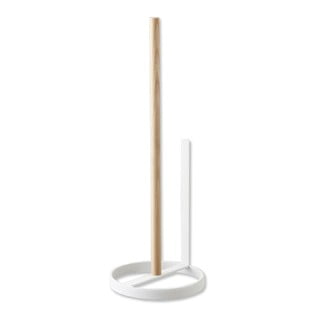 Bijeli stalak za toaletni papir s detaljima od bukovine YAMAZAKI Tosca
