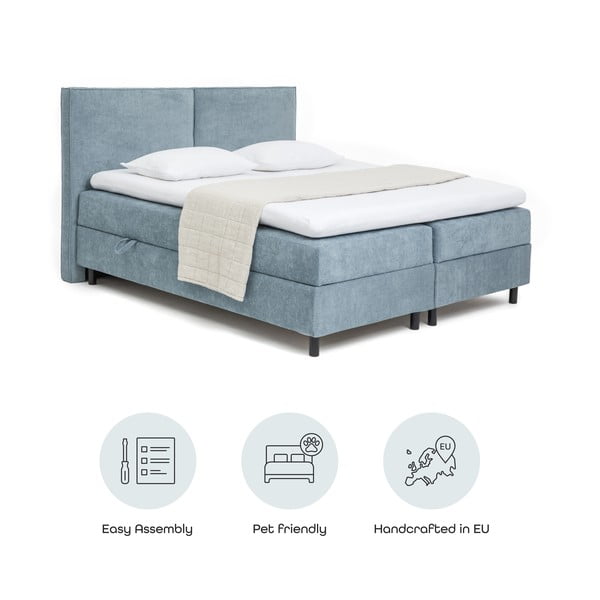 Plavi boxspring krevet s prostorom za odlaganje 160x200 cm Elva Bold – Bonami Selection-image-4