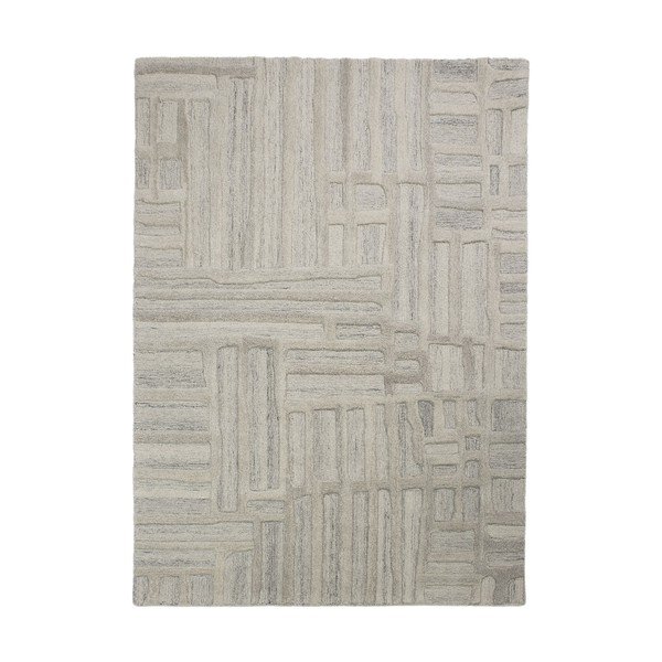 Sivo-bež ručno rađen vunen tepih 160x230 cm Elva  – Flair Rugs