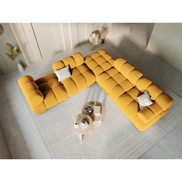 Žuti  baršunast modularni tabure Bellis – Micadoni Home-image-1