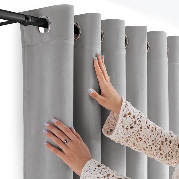 Siva zavjesa za djelomično zamračenje od samta 400x270 cm Velto – Filumi-image-2