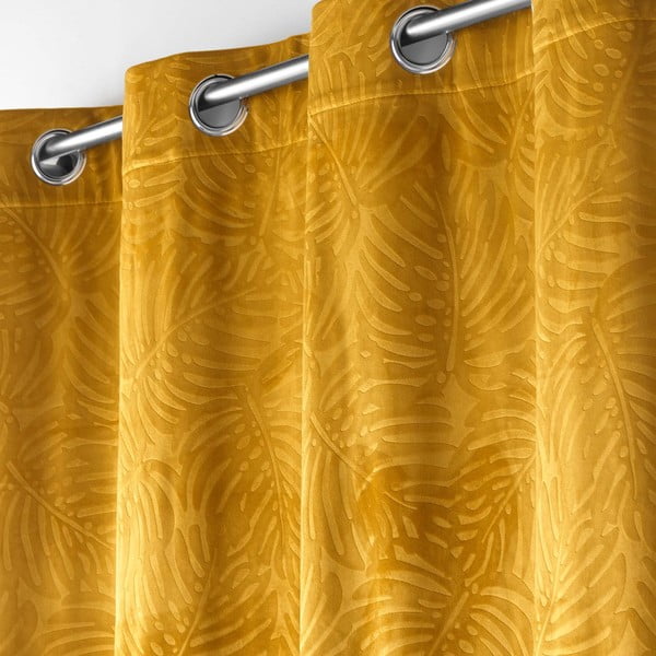 Žuta  zavjesa od samta 140x240 cm Analia – douceur d'intérieur-image-1
