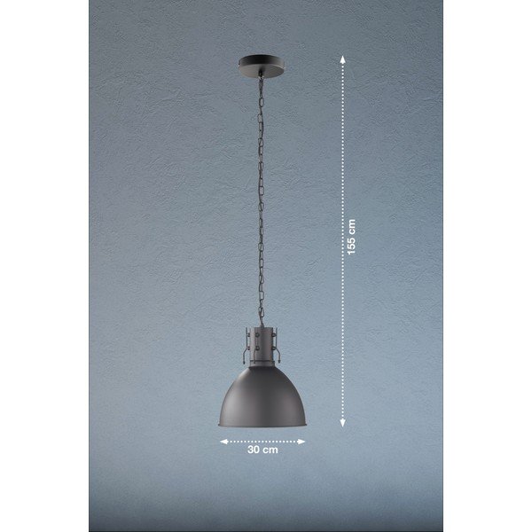 Crna viseća svjetiljka s metalnim sjenilom ø 30 cm London – Fischer & Honsel-image-1