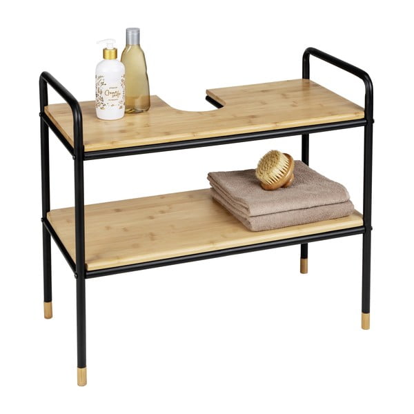 Ormarić za umivaonik od crnog/prirodnog bambusa 70x60 cm Loft - Wenko-image-3