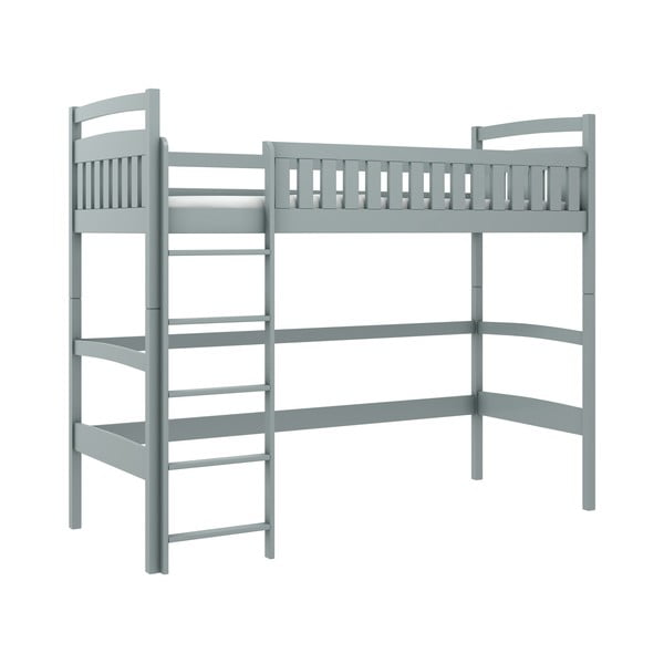 Sivi povišeni dječji krevet od borovine 80x200 cm Mia - Lano Meble