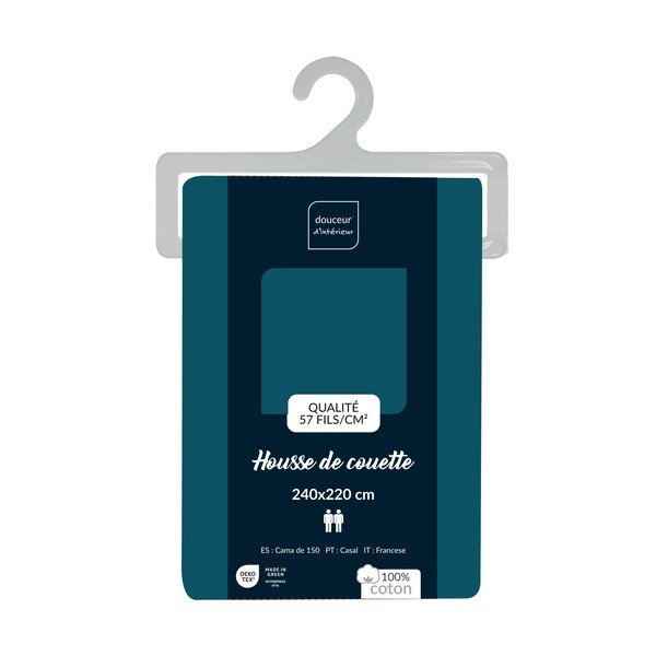 Petrolej zelena pamučna navlaka za poplun za bračni krevet/za produženi krevet 240x220 cm Lina – douceur d'intérieur-image-2