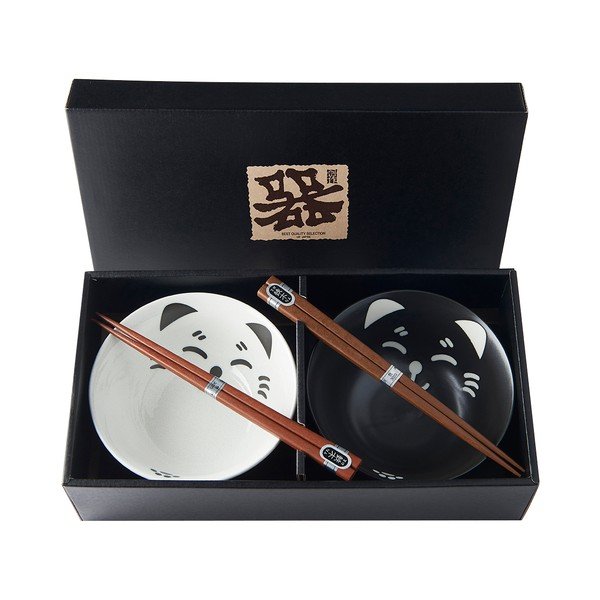 Set od 2 zdjele i štapića MIJ Cat Face-image-2