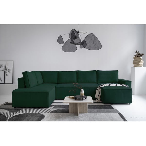 Tamno zelena sklopiva kutna garnitura od samta (s lijevim kutom/u obliku slova "U") Brave Dave – Miuform-image-1