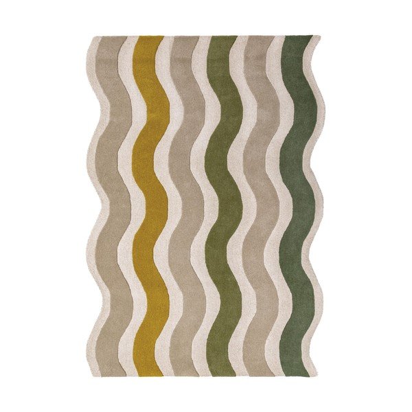 Zeleni/u prirodnoj boji ručno rađen vunen tepih 140x200 cm Cascade Wool – Flair Rugs