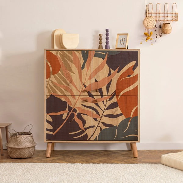 Ormarić u dekoru hrasta u prirodnoj boji 95x111 cm Multilux – Kalune Design-image-1