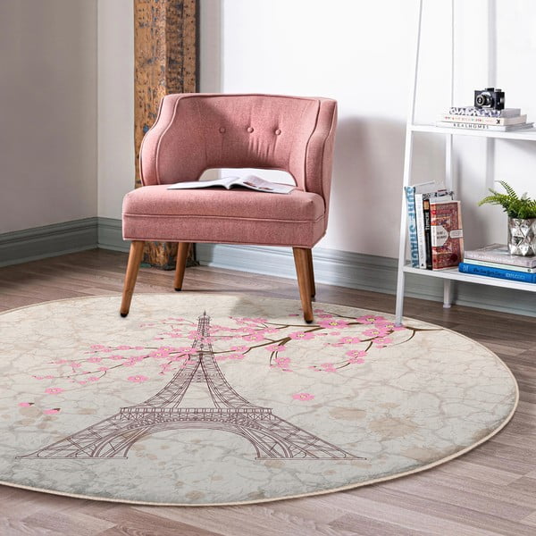 Svijetlo ružičasti periv/pogodan za robotski usisavač okrugli tepih ø 120 cm Comfort – Mila Home-image-1