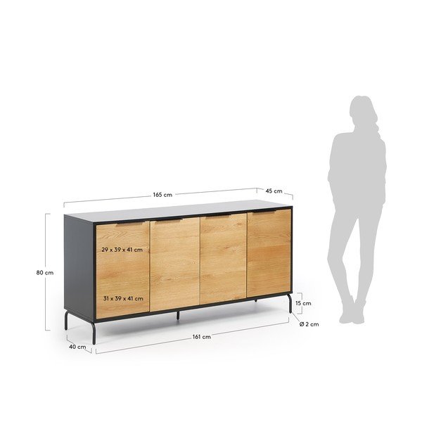 Crno-smeđa komoda Kave Home SAVOI, 165 x 80 cm-image-4