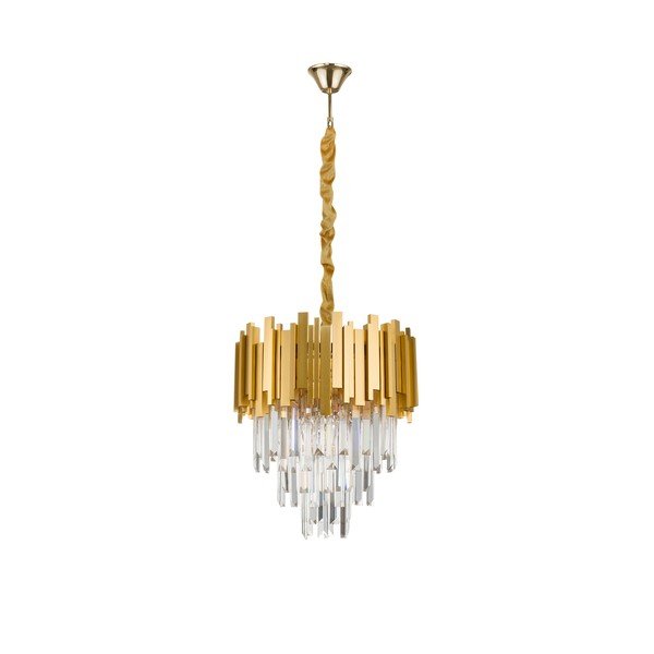 Metalna viseća svjetiljka u zlatnoj boji s kristalnim sjenilom ø 40 cm Grane – Nova Luce