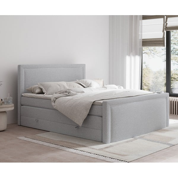 Svijetlo sivi boxspring krevet s prostorom za odlaganje 160x200 cm Lavenda – Maison de Rêve-image-1