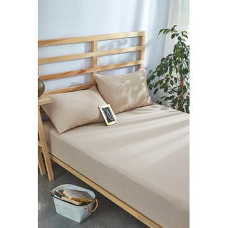 Bež pamučan set plahte i jastučnice s gumom 180x200 cm – Mila Home