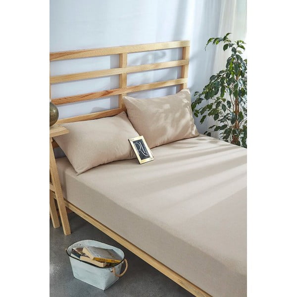 Bež pamučan set plahte i jastučnice s gumom 180x200 cm – Mila Home