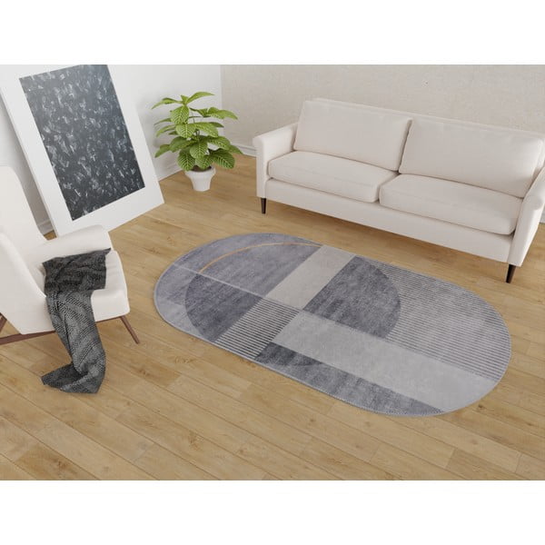 Sivi perivi tepih 60x100 cm Oval – Vitaus-image-1