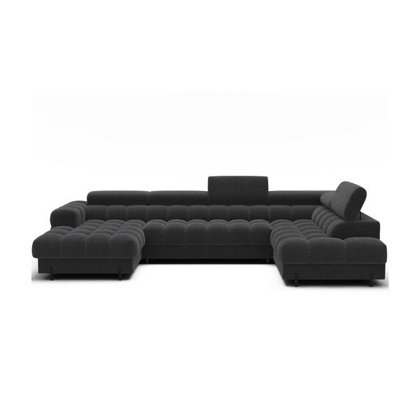 Tamno siva sklopiva kutna garnitura od bouclé tkanine (s desnim kutom/u obliku slova "U") Feraria – ELTAP