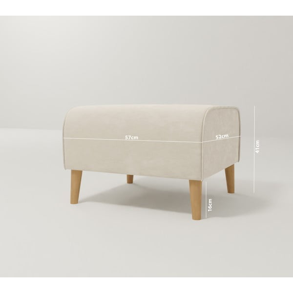 Krem baršunast tabure Carole – Ropez-image-3