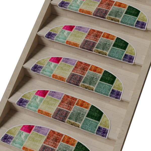 Set tepiha za stepenice 16 kom 20x65 cm Patchwork – Vitaus-image-1