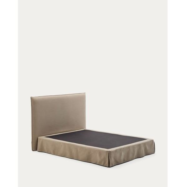 Smeđe-sivi tapecirani bračni krevet 160x200 cm Jaira – Kave Home-image-3