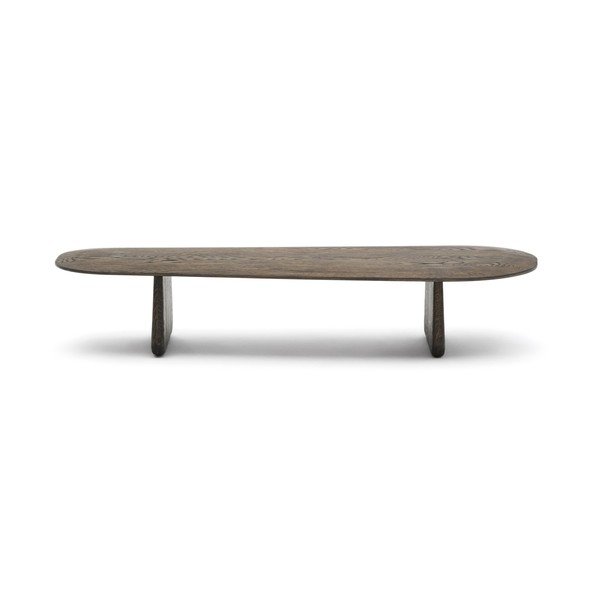 Tamno smeđi stolić za kavu od punog hrasta 64x146 cm Pirita – Kave Home-image-3