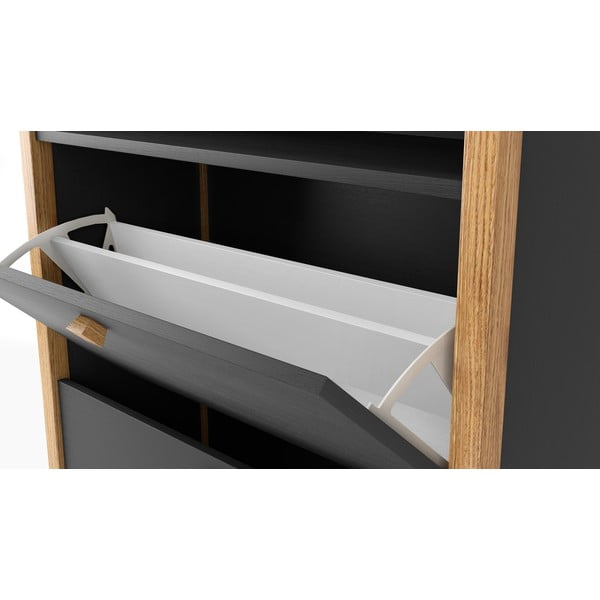 Tamnosivi ormarić za cipele s dvije ladice Woodman Bode-image-4