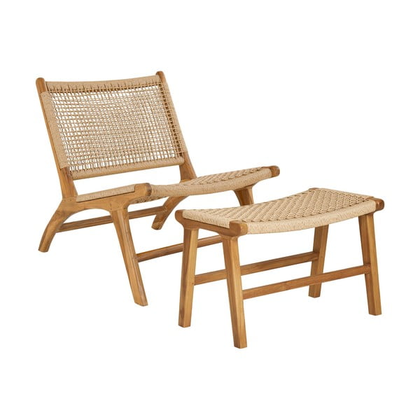 Pletena fotelja s naslonjačem za noge u prirodnoj boji Derby – House Nordic