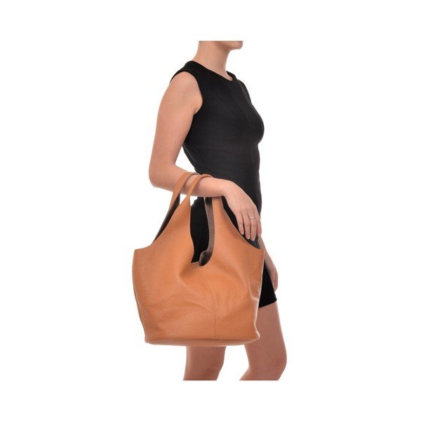 Konjak smeđa kožna torbica Carla Ferreri Trutna-image-1