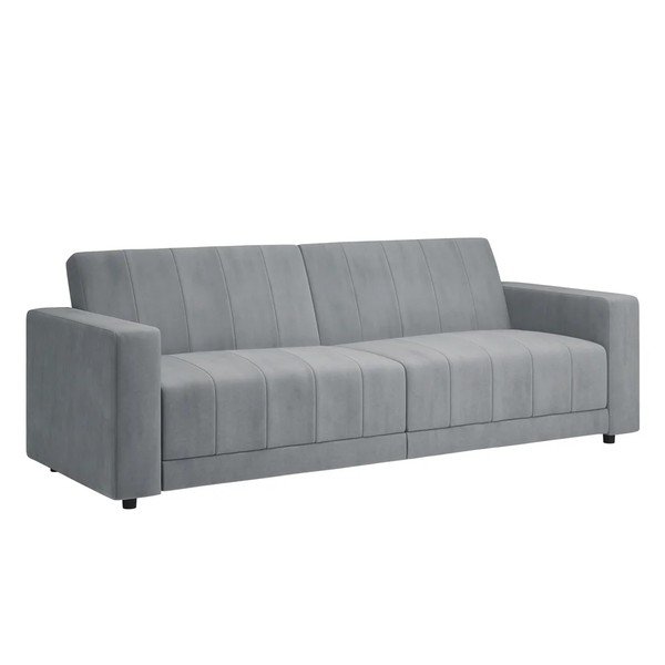 Svijetlo siva baršunasti podesiva/sklopiva sofa 225 cm Allie – Støraa