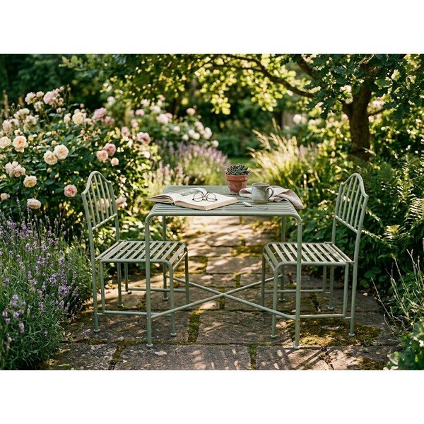 Zelena metalna vrtna stolica – Esschert Design-image-1