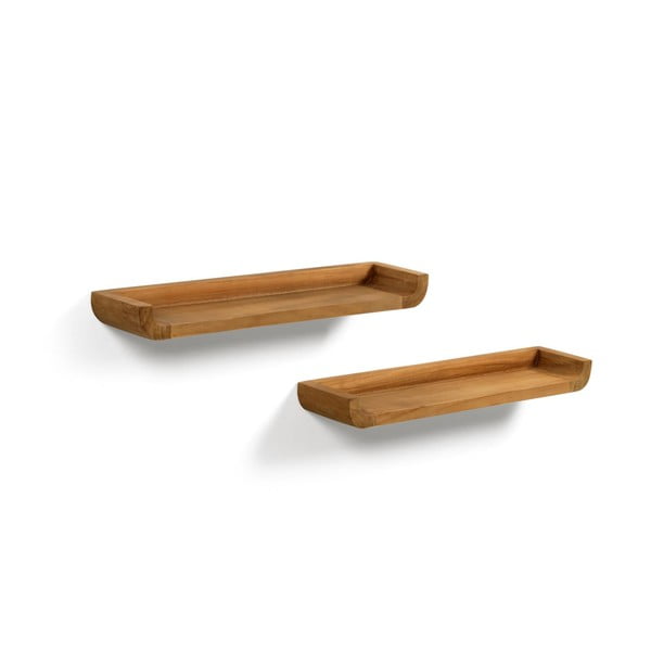 Set od 2 zidne police od tikovine Kave Home Shamel