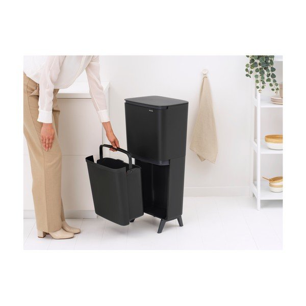 Tamno siva plastična kanta za smeće 25+10+10 l za odvojeni otpad SortUp Recycle Hi – Brabantia-image-2