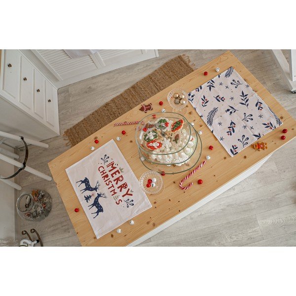 Božićni platneni stolnjak u setu od 2 kom 45x35 cm Merry Blue Christmas - Butter Kings-image-1