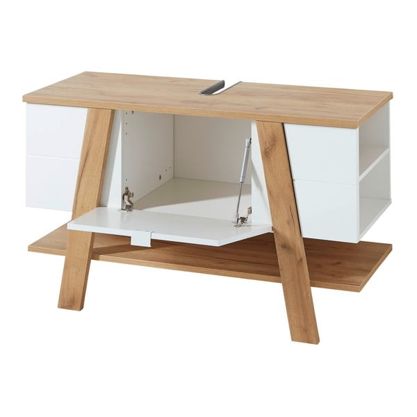 Bijeli ormarić za umivaonik u dekoru hrasta 111x67cm Novolino - Germania-image-3