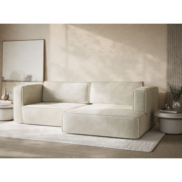 Krem sklopiva/s prostorom za odlaganje kutna garnitura od šenila (s desnim kutom/s ležaljkom) Velto – Maison de Rêve-image-4